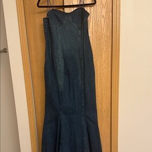 Akira Strapless Denim Maxi Dress